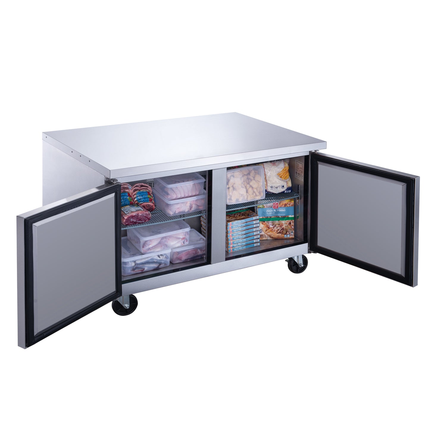 DUC60F 2-Door Undercounter Commercial Freezer in Stainless Steel