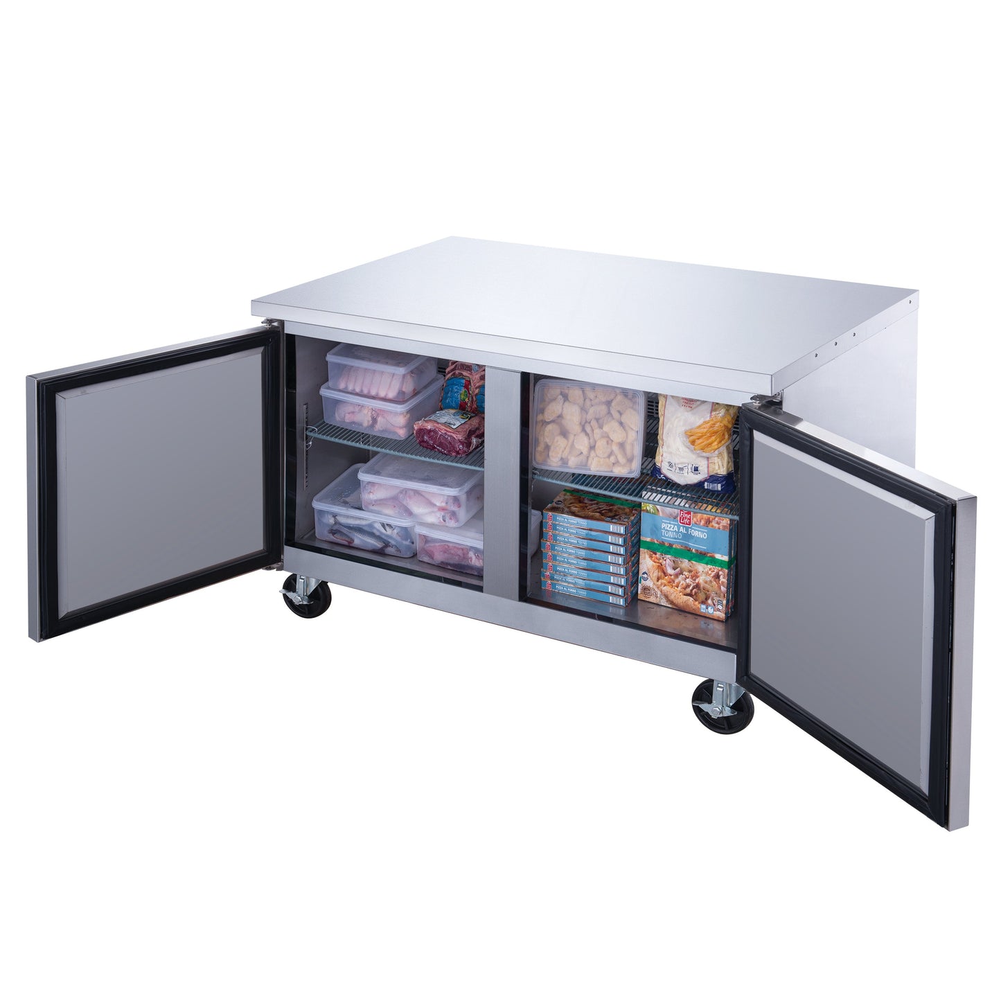 DUC60F 2-Door Undercounter Commercial Freezer in Stainless Steel