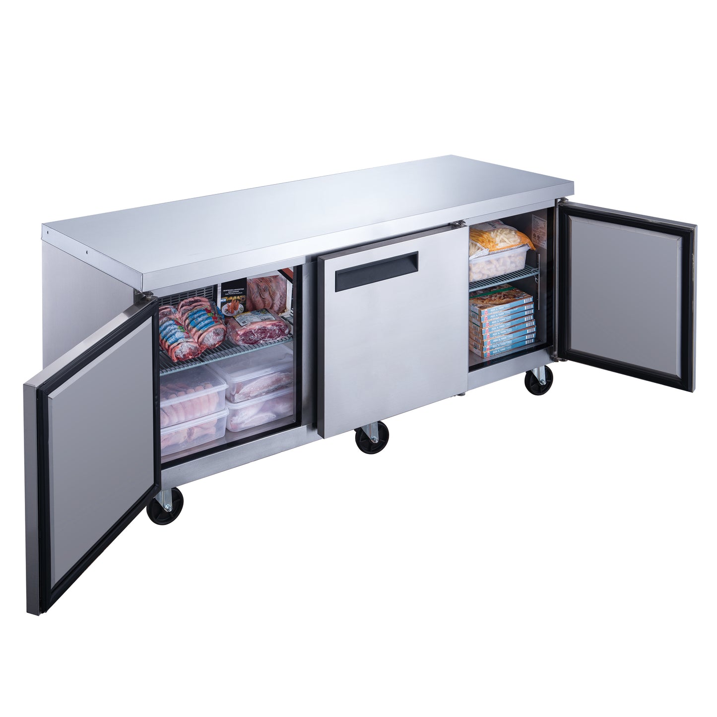 DUC72F 3-Door Undercounter Commercial Freezer in Stainless Steel